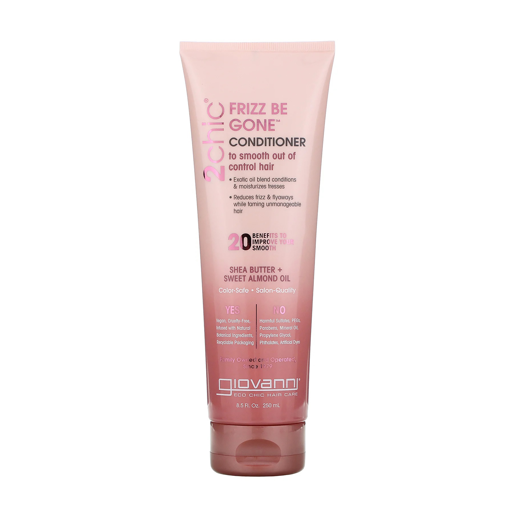 Розгладжувальний кондиціонер Giovanni 2chic Frizz Be Gone Conditioner Shea Butter + Sweet Almond Oil для неслухняного волосся, 250 мл